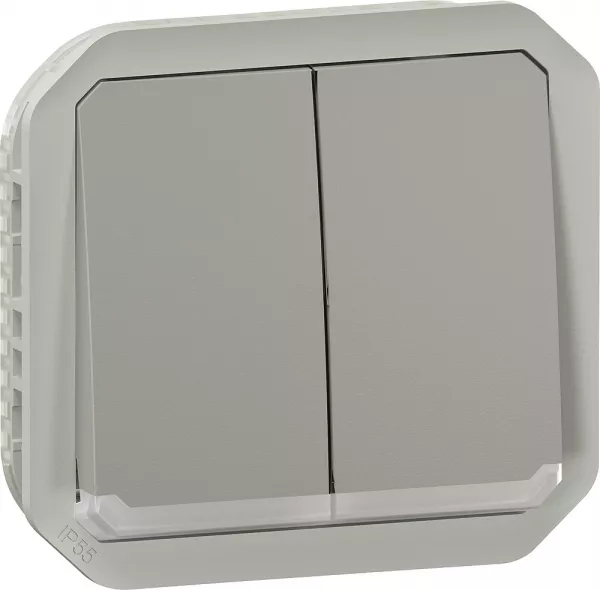 legrand-commande double interrupteur ou poussoir lumineux plexo composable gris (069526l)