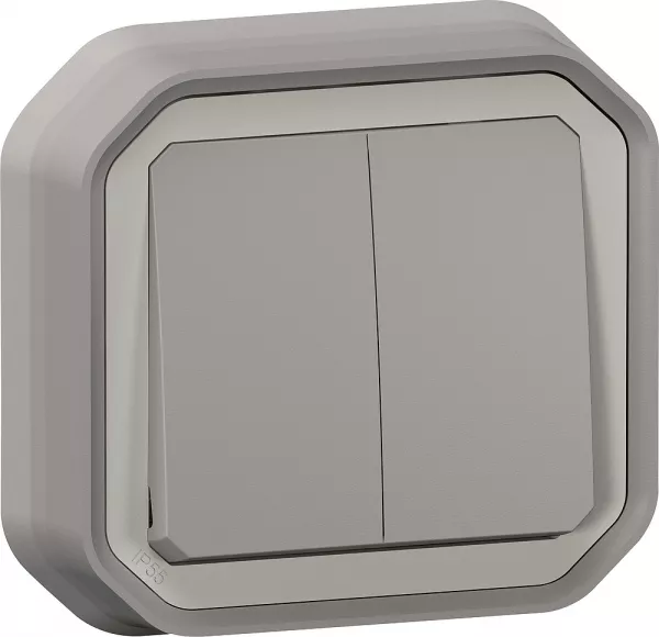 legrand-commande double interrupteur ou poussoir plexo complet encastr� gris (069815l)