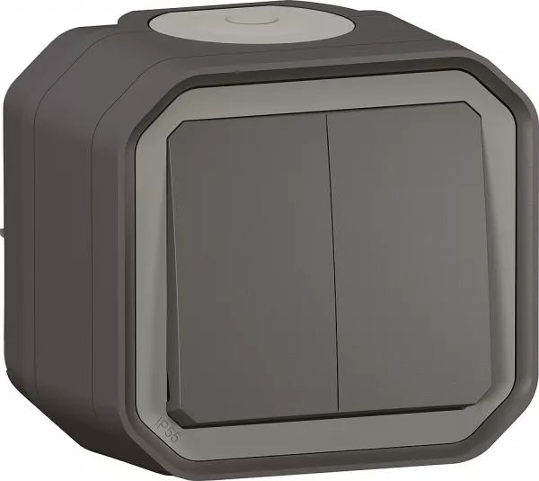 legrand-commande double interrupteur ou poussoir plexo complet saillie anthracite (069775l)