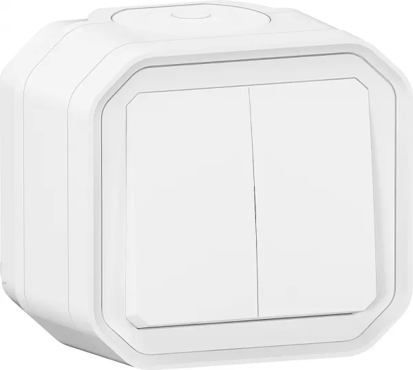 legrand-commande double interrupteur ou poussoir plexo complet saillie blanc (069755l)