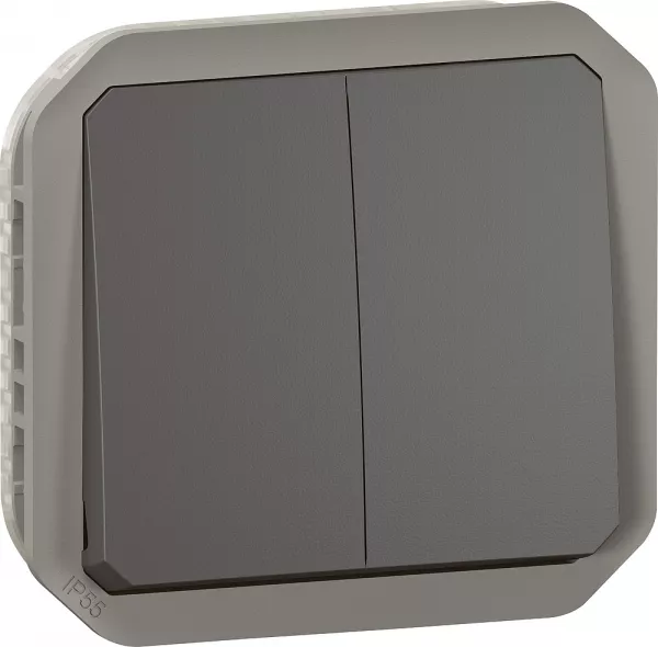 legrand-commande double interrupteur ou poussoir plexo composable anthracite (069805l)