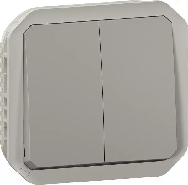 legrand-commande double interrupteur ou poussoir plexo composable gris (069525l)