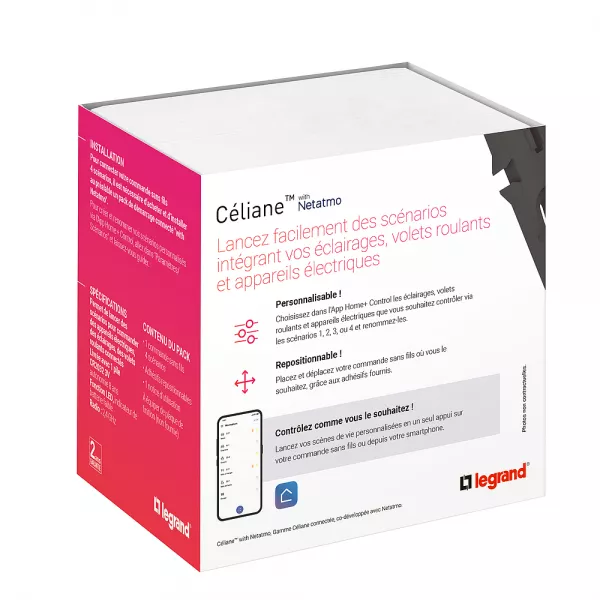 legrand-commande sans fils 4 sc�narios c�liane with netatmo sans plaque graphite (067757a)