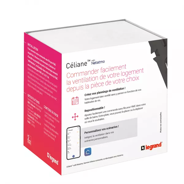 legrand-commande sans fils pour vmc c�liane with netatmo sans plaque blanc (067761a)