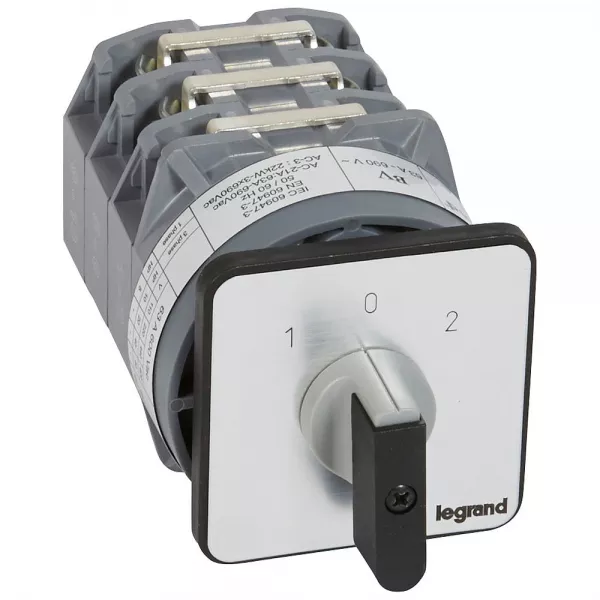 legrand-commutateur - inverseur avec arr�t 45� - pr 63 - 3p - 6 contacts - fixation vis (027457)