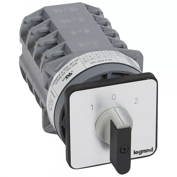 legrand-commutateur - inverseur avec arr�t 45� - pr 63 - 4p - 8 contacts - fixation vis (027458)