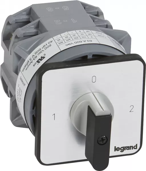 legrand-commutateur - inverseur avec arr�t 90�- pr 63 - 2p - 4 contacts - fixation vis (027497)