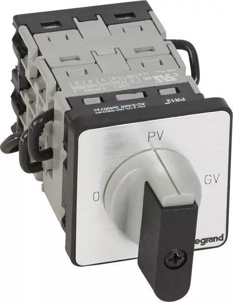 legrand-commutateur moteur 3p - d�marreur 2 vitesses - pr 12 - 0-pv-gv - fixation vis (027512)