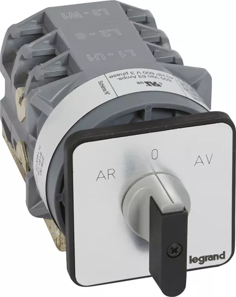 legrand-commutateur moteur 3p - inverseur 1 vitesse - pr 63 - 5 contacts - fixation vis (027530)