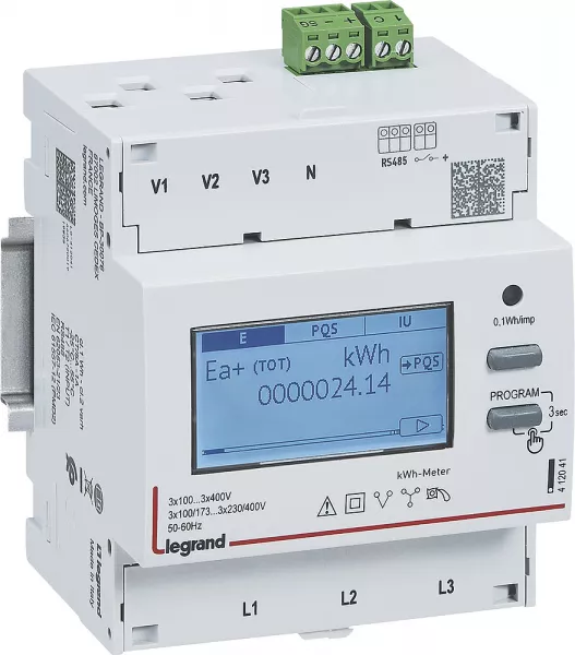 legrand-compteur modulaire 3p emdx� non mid raccordement ti 5a sortie rs485 - 4 modules (412041)