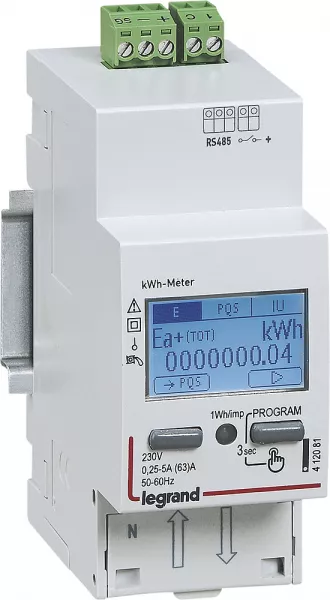 legrand-compteur monophas� emdx� non mid raccordement direct 63a -2 modules sortie rs485 (412081)