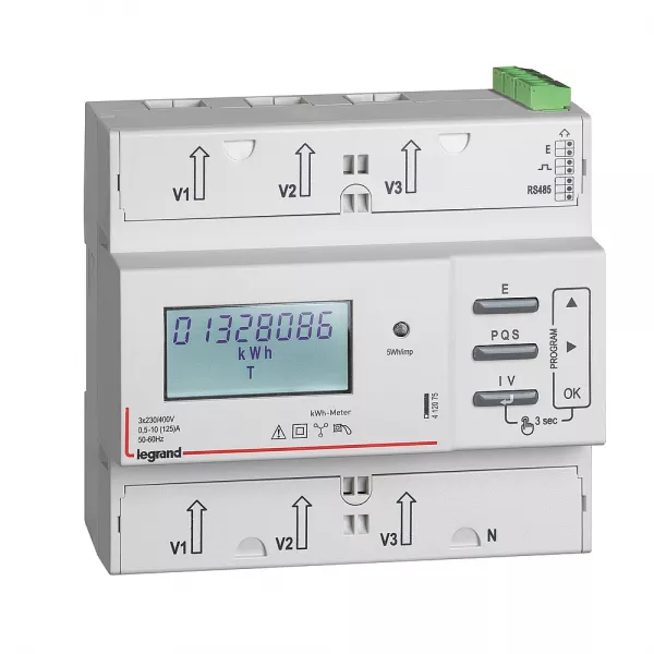legrand-compteur triphas� emdx� - mid - raccordement direct 125 a - 6 modules (412075)