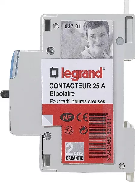 legrand-contacteur cx� pour tarifs heures creuses - bipolaire 230v~ 25a - 1 module (092701)