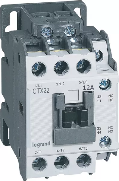legrand-contacteur de puissance ctx� 22 - 3p - 12a - bornes � vis - 1no+1nf - 24v~ (416090)