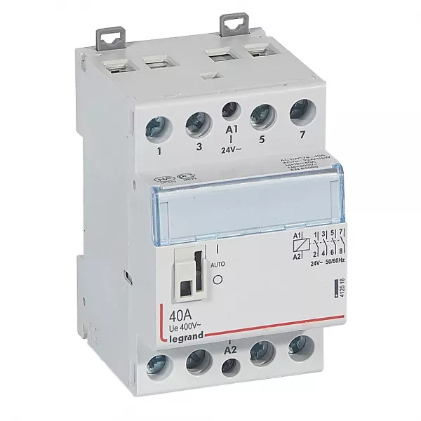 legrand-contacteur de puissance cx� commande manuelle 24v~ - 2p 400v~ - 40a - 4f - 3 mod (412518)