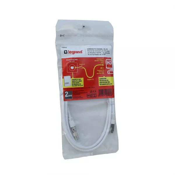 legrand-cordon avec 1 embout coaxial et 1 embout rj45 - longueur 2m (093043)