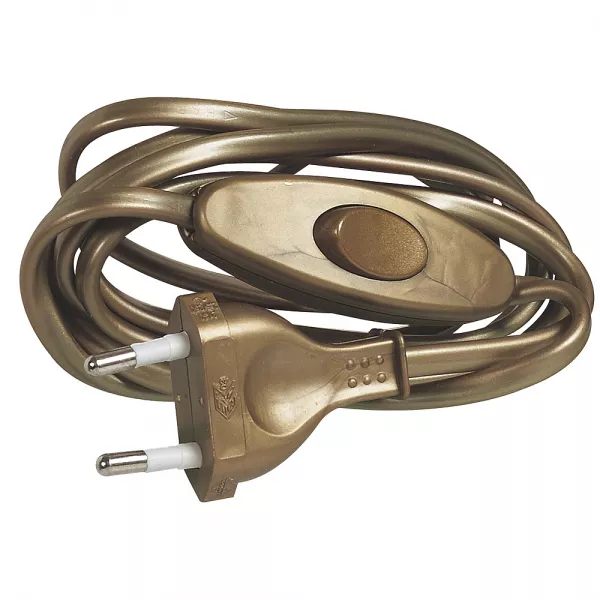 legrand-cordon pr�-�quip� pour lampe avec fiche m�le et interrupteur 2a - vieil or (091182)