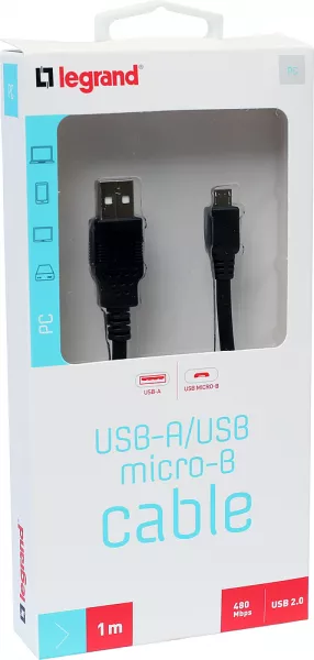 legrand-cordon usb 2.0 m�le vers micro b m�le - 1m (090986)