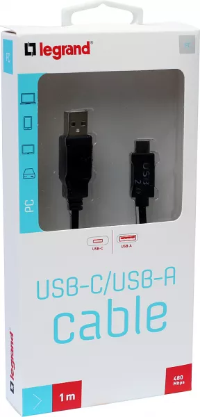 legrand-cordon usb 2.0 type-c m�le vers usb type-a m�le - 1m (090989)