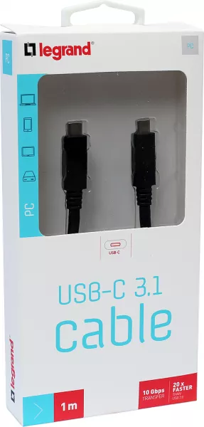 legrand-cordon usb 3.1 type-c m�le vers usb 3.1 type-c- 1m (090988)