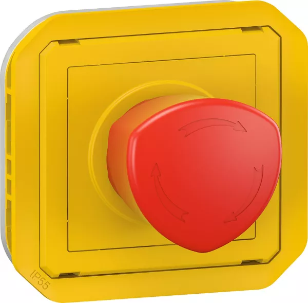legrand-coup de poing d\'urgence d�verrouillage 1/4 tour plexo composable jaune (069549l)