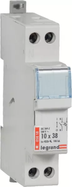 legrand-coupe-circuit sectionneur - 1p+n - cartouche cylind ind 10x38 - 500 v~ (005818)