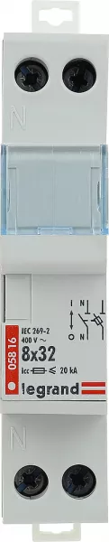 legrand-coupe-circuit sectionneur - 1p+n - cartouche cylind ind 8x32 - 400v~~ (005816)