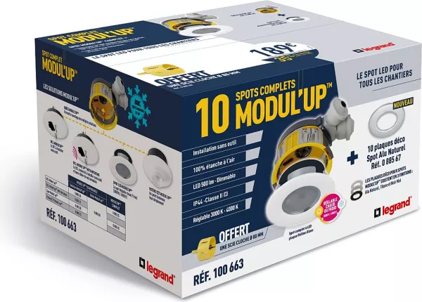 legrand-cube spots modul\'up alu naturel (100663)