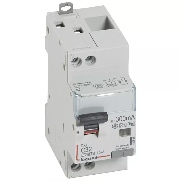 legrand-disj dif monobloc dx�6000 10ka arriv�e haute/d�part bas vis u+n 32a typef 300ma (410886)