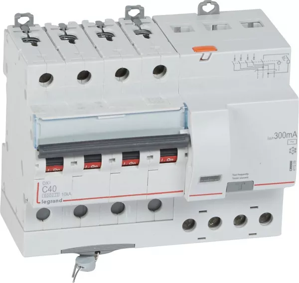 legrand-disj diff monobloc dx�6000 10ka arriv�e haut/d�part bas vis 4p 40a typeac 300ma (411209)