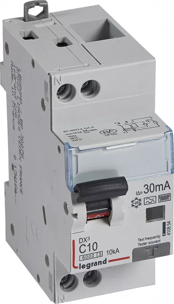 legrand-disj. diff monobloc dx�6000 10ka arriv�e haut/d�part bas vis u+n 10a typef 30ma (410854)