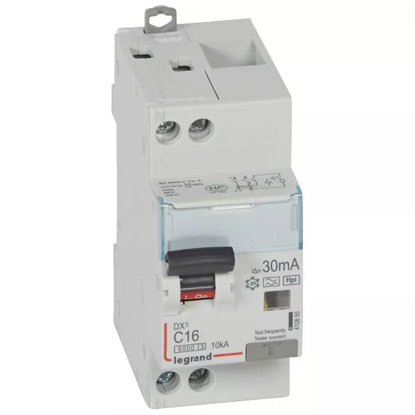 legrand-disj. diff monobloc dx�6000 10ka arriv�e haut/d�part bas vis u+n 16a typef 30ma (410855)