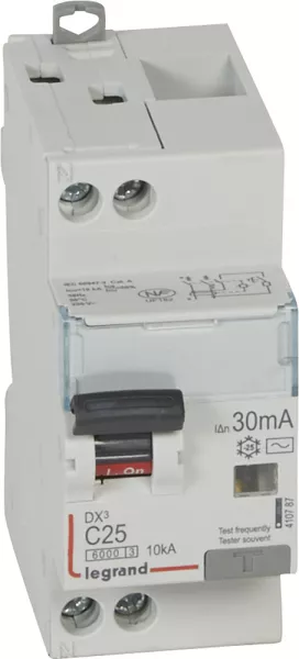 legrand-disj. diff monobloc dx�6000 10ka arriv�e haut/d�part bas vis u+n 25a typeac 30ma (410787)