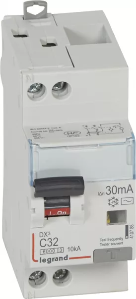 legrand-disj. diff monobloc dx�6000 10ka arriv�e haut/d�part bas vis u+n 32a typeac 30ma (410788)