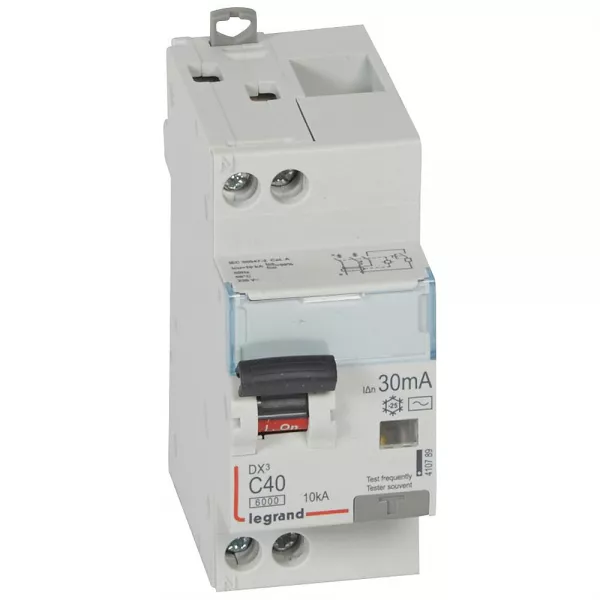 legrand-disj. diff monobloc dx�6000 10ka arriv�e haut/d�part bas vis u+n 40a typeac 30ma (410789)