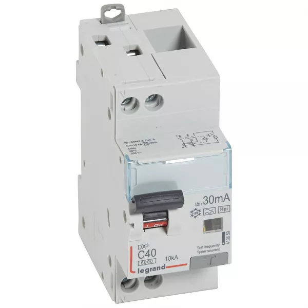 legrand-disj. diff monobloc dx�6000 10ka arriv�e haut/d�part bas vis u+n 40a typef 30ma (410859)