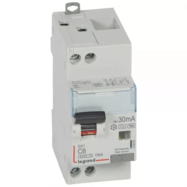 legrand-disj. diff monobloc dx�6000 10ka arriv�e haut/d�part bas vis u+n 6a typef 30ma (410853)
