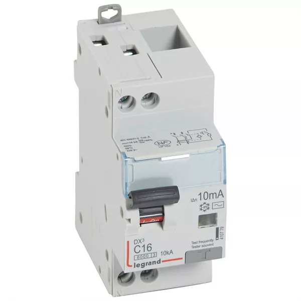 legrand-disj. diff monobloc dx�6000 10ka arriv�e haute/d�part bas � vis 16a typeac 10ma (410779)