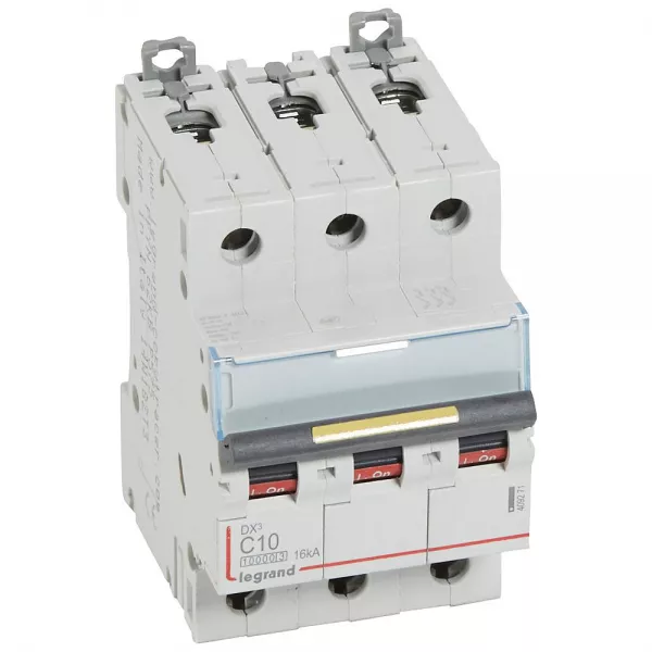 legrand-disj. dx� 1000ka 16ka arriv�e haute/d�part bas � vis 10a -courbe c -3 modules (409271)