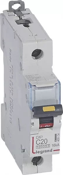 legrand-disj. dx� 1000ka 16ka arriv�e haute/d�part bas � vis 20a -courbe c -1 module (409134)
