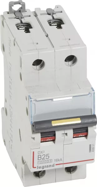 legrand-disj. dx� 1000ka 16ka arriv�e haute/d�part bas � vis 25a -courbe b -2 modules (408961)