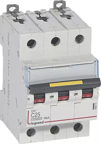 legrand-disj. dx� 1000ka 16ka arriv�e haute/d�part bas � vis 25a -courbe c -3 modules (409275)