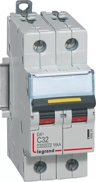 legrand-disj. dx� 1000ka 16ka arriv�e haute/d�part bas � vis 32a -courbe c -2 modules (409224)