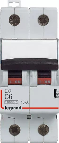 legrand-disj. dx� 1000ka 16ka arriv�e haute/d�part bas � vis 6a -courbe c -2 modules (409217)