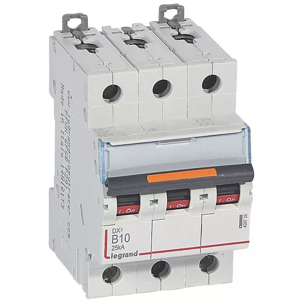 legrand-disj. dx� 25ka arriv�e haute, d�part bas � vis 3p 400v~ - 10a courbe b 3modules (409728)