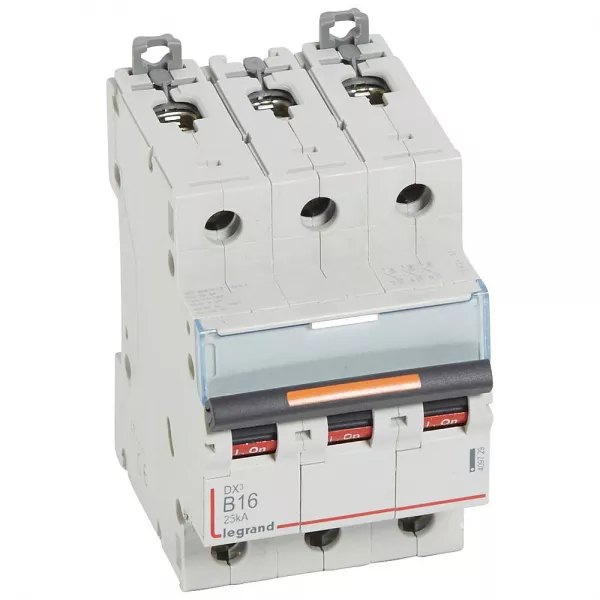 legrand-disj. dx� 25ka arriv�e haute, d�part bas � vis 3p 400v~ - 16a courbe b 3 modules (409729)