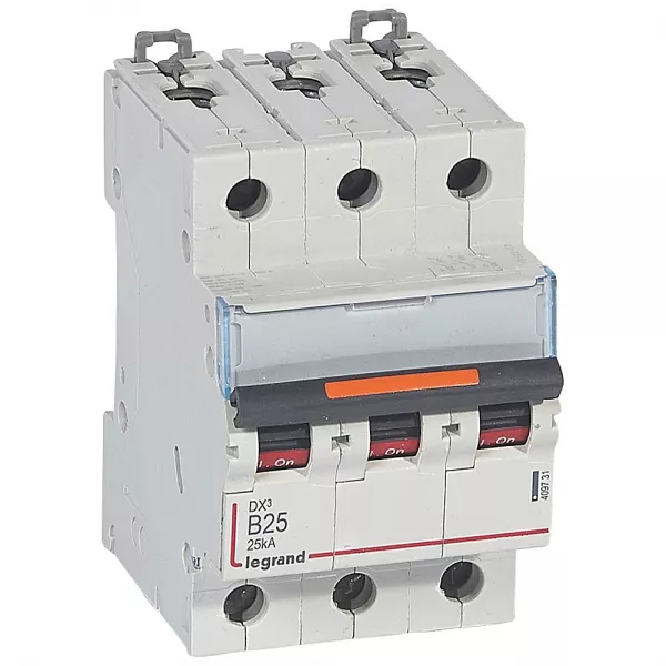 legrand-disj. dx� 25ka arriv�e haute, d�part bas � vis 3p 400v~ - 25a courbe b 3 modules (409731)
