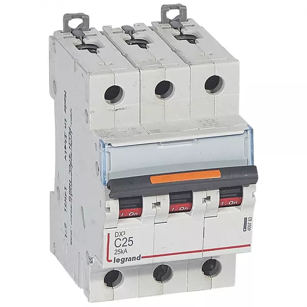legrand-disj. dx� 25ka arriv�e haute, d�part bas � vis 3p 400v~ - 25a courbe c 3 modules (409783)