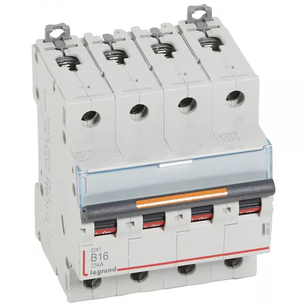 legrand-disj. dx� 25ka arriv�e haute, d�part bas � vis 4p 400v~ - 16a courbe b 4 modules (409742)