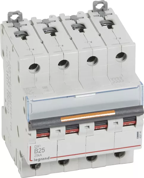 legrand-disj. dx� 25ka arriv�e haute, d�part bas � vis 4p 400v~ - 25a courbe b 4 modules (409744)